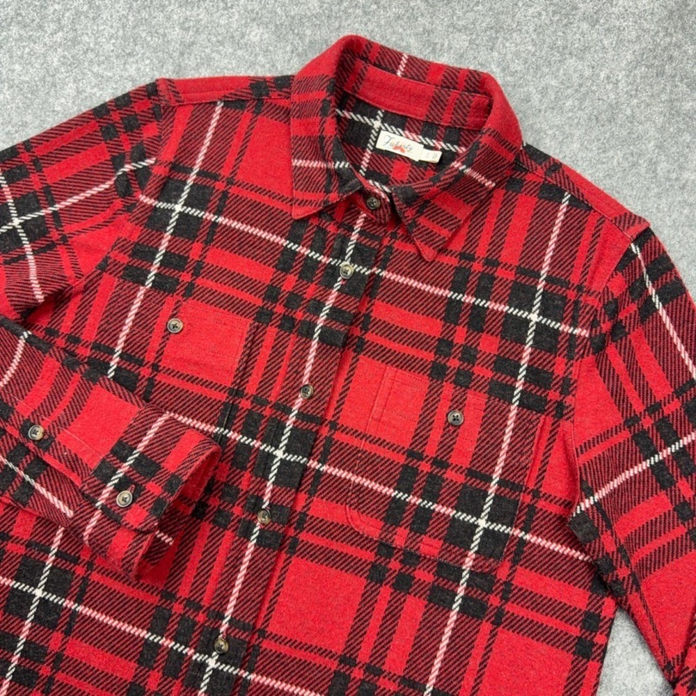 Faherty Legend Sweater Shirt‎ Womens Small Red Plaid Stretch Button Up Flannel